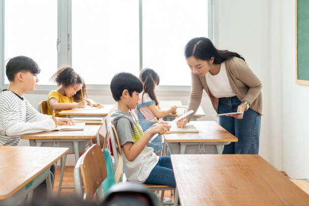 istock Asian Female Teacher talking  Pupils studying at desks 1500641573