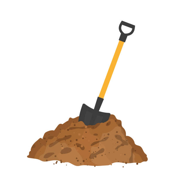 garden shovel in the heap of soil garden shovel in the heap of soil -vector illustration shovel stock illustrations