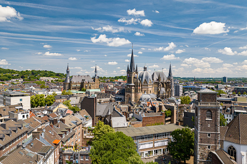 Skyline of Aachen on a summer day