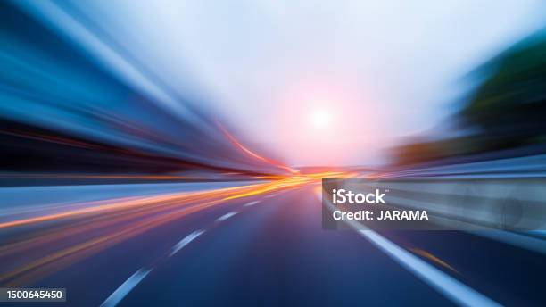 Motion Blurred Image Of Traffic In The Highway Stock Photo - Download Image Now - Speed, Road, Car