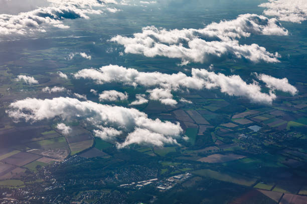istock Aerial view of clouds and meadows in England 1500646576
