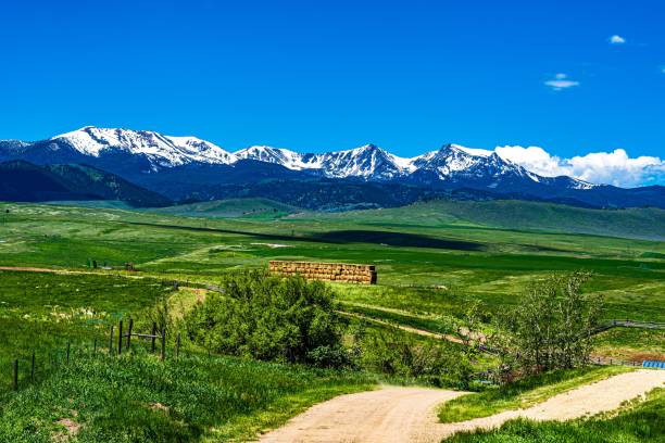 istock Greenery field surrounded by snowy mountains 1500650298
