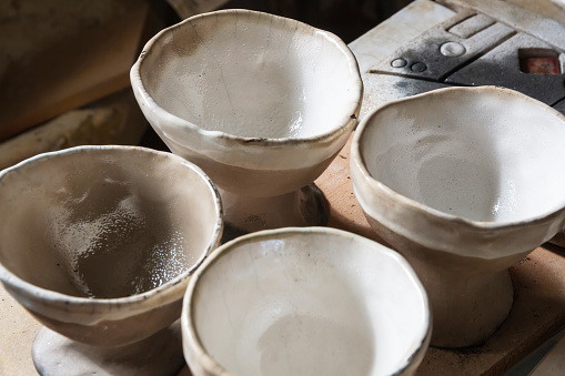 Cups or bowls artistic stoneware with the raku technique - Tazas o cuencos artisticos de ceramica gres con la tecnica de raku