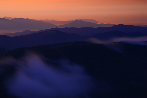 mountain range at dawn