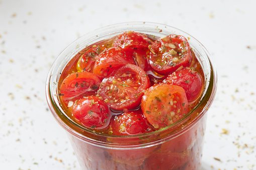 Marinated Cherry Tomatoes in Olive Oil and Italian Seasoning