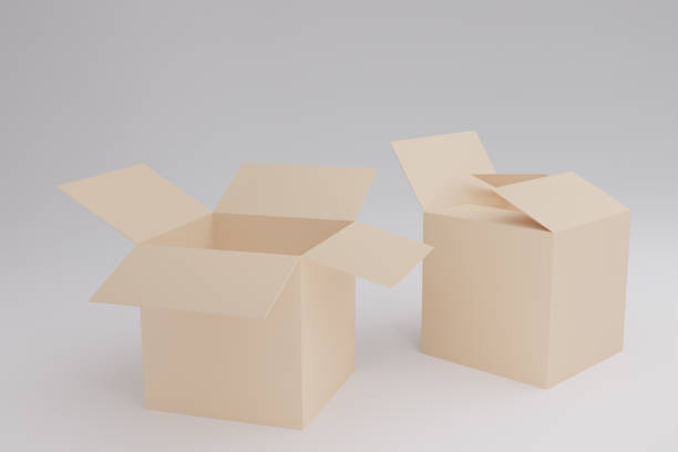 istock 3d render illustration Carton delivery packaging box. Blank packaging box mockup template. Cardboard. Open and closed cardboard box. Packaging Boxes with white background 1500660123