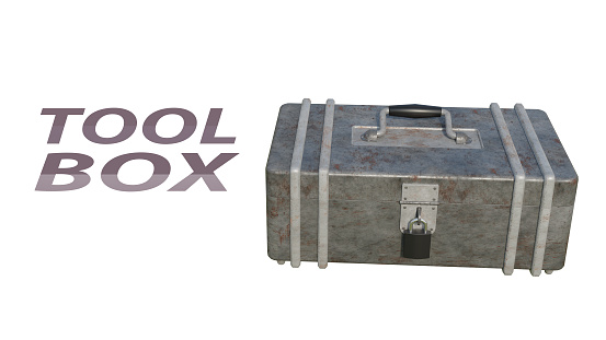 3d render realistic Closed Tool Box Isolated on isolated white Background with write a tool box. 3d illustration