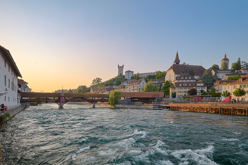 Beautiful sunset in the city of Lucerne, Switzerland.