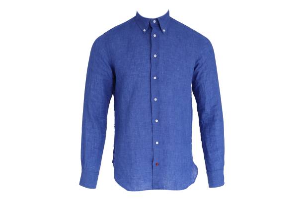 istock a man's blue denim shirt with button closures 1500661516