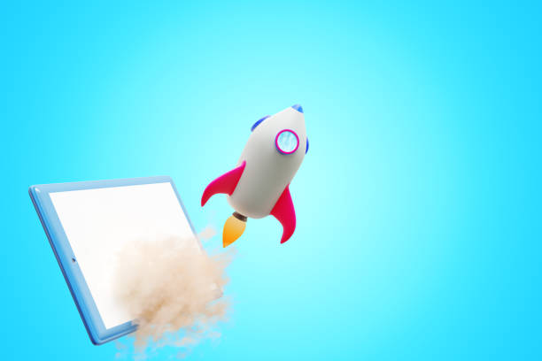 istock The rocket flies out of the tablet screen. SEO performance. 3d rendering 1500663390