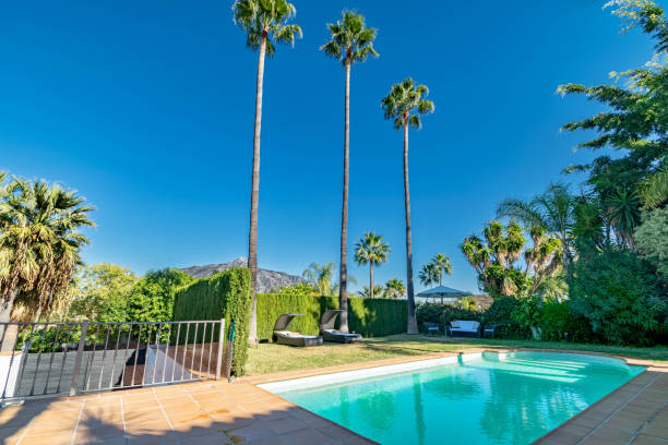 istock Poolside at luxury Mediterranean villa in Marbella 1500663577