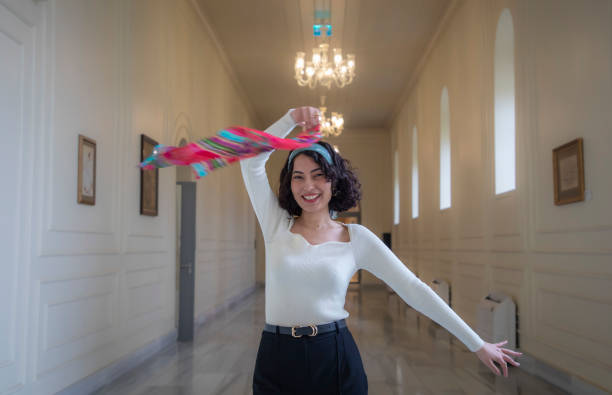 Pastel color transparent silk fabric flowing by wind, freeze motion