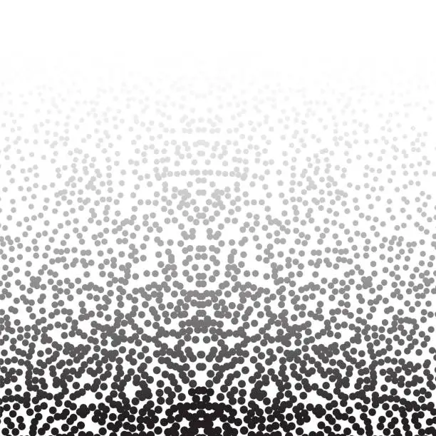 Vector illustration of Dotwork noise gradient vector background. Black noise stipple dots. Sand grain effect. Abstract grunge spray banner