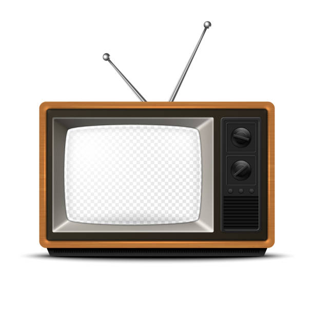 istock Vector Retro TV Receiver with Wooden Frame and Transparent Screen, Isolated. Home Interior Design Concept. Vintage TV Frame Design Template, Border. Television Concept. TV Set in Front View 1500675177