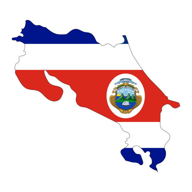 istock Costa Rica map silhouette with flag isolated on white background 1500675902