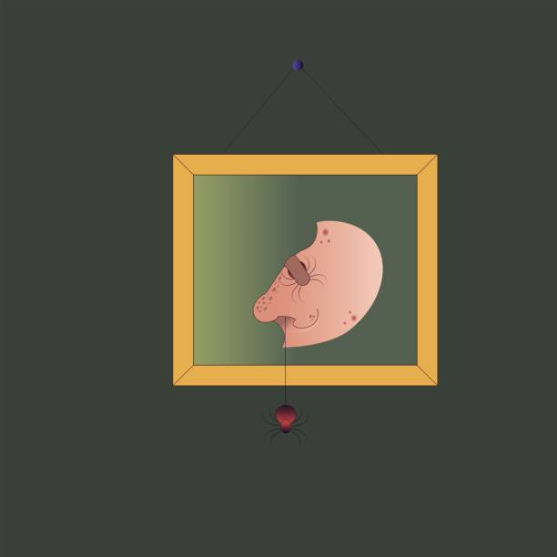 istock human nose on green background, spider in nose, halloween illustration 1500678549