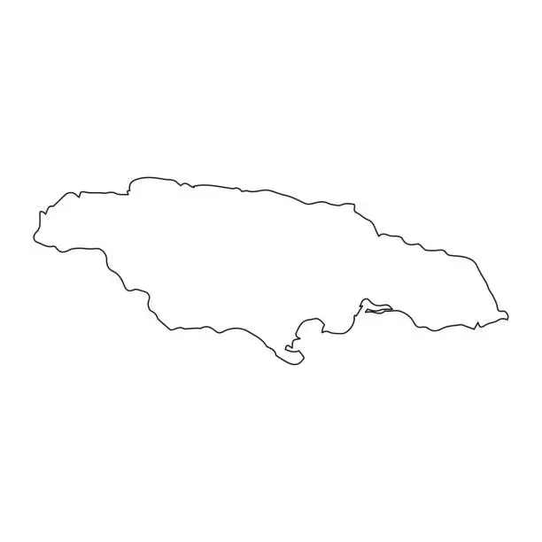 Vector illustration of Highly detailed Jamaica map with borders isolated on background