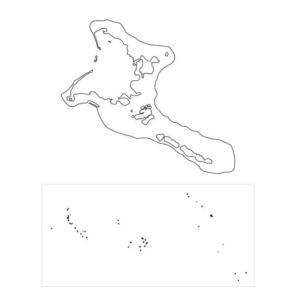 Vector illustration of Highly detailed Kiribati map with Christmas Island and borders isolated on background