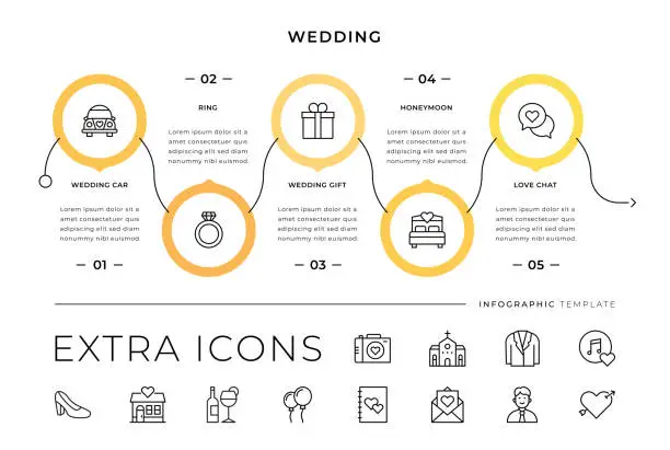 Vector illustration of Wedding Line Icons and Infographic Template