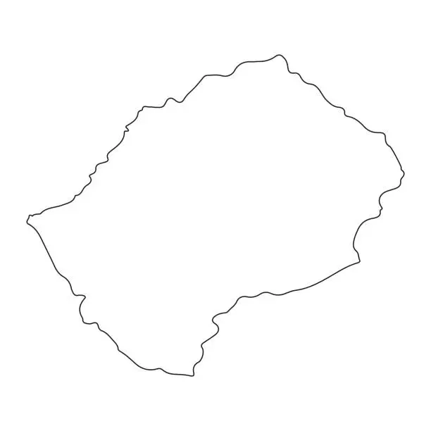 Vector illustration of Highly detailed Lesotho map with borders isolated on background