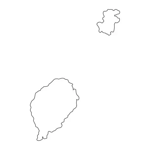 Vector illustration of Highly detailed Sao Tome and Principe map with borders isolated on background