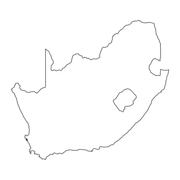 Vector illustration of Highly detailed South Africa map with borders isolated on background