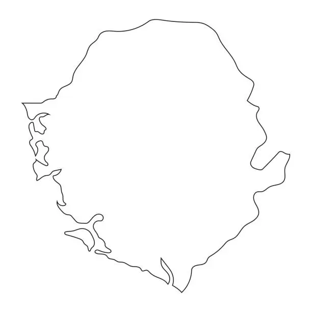 Vector illustration of Highly detailed Sierra Leone map with borders isolated on background
