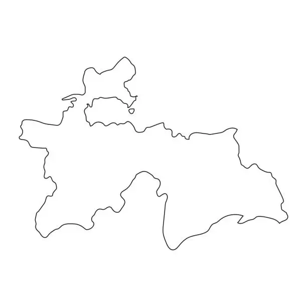 Vector illustration of Highly detailed Tajikistan map with borders isolated on background