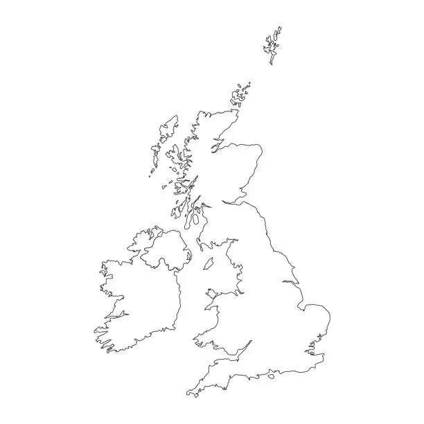 Vector illustration of Highly detailed United Kingdom map with borders isolated on background