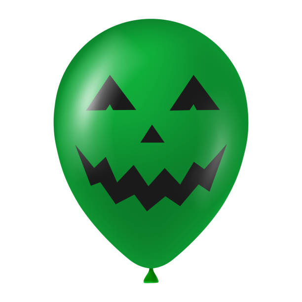 istock Halloween green balloon illustration with scary and funny face 1500682138