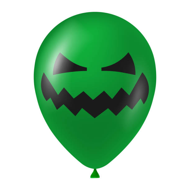 istock Halloween green balloon illustration with scary and funny face 1500682149