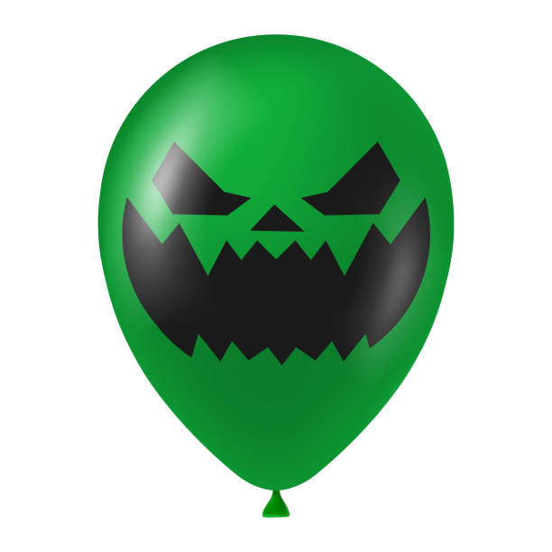 istock Halloween green balloon illustration with scary and funny face 1500682196