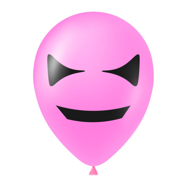 istock Halloween pink balloon illustration with scary and funny face 1500682421