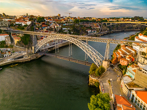 View of the Douro River and the D. Luís Bridge in Ribeira, Porto