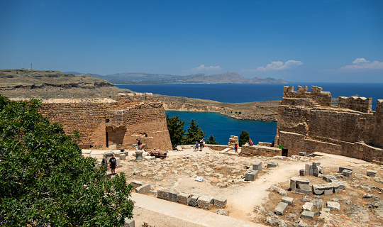 Panoramic view of Agathi Beach from Feraklos Castle