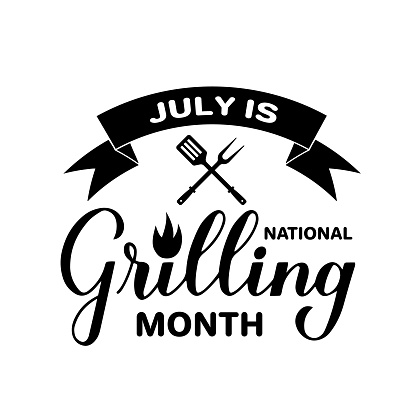 National grilling month. Annual event on July. Vector template for typography poster, banner, flyer, sticker, t-shirt, etc.