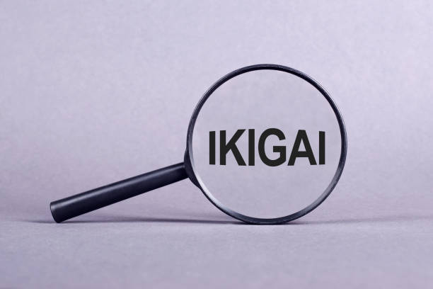 istock Magnifying glass with the inscription IKIGAI on a light gray background. 1500715721