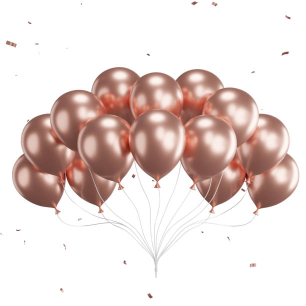 istock 3d render of pink balloons with confetti flying. 1500715811