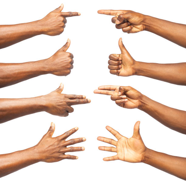 istock Set of Hand gestures isolated on white background 1500723834