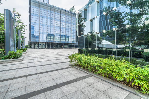istock modern buildings and empty pavement in china 1500725328