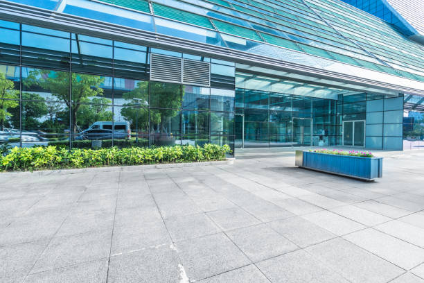 istock modern buildings and empty pavement in china 1500725341