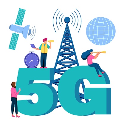 Illustration design of activities easier with speed of 5g lte internet network connected to satellite. Vector can be used to landing page, web, website, poster, mobile apps, brochure ads, flyer, card