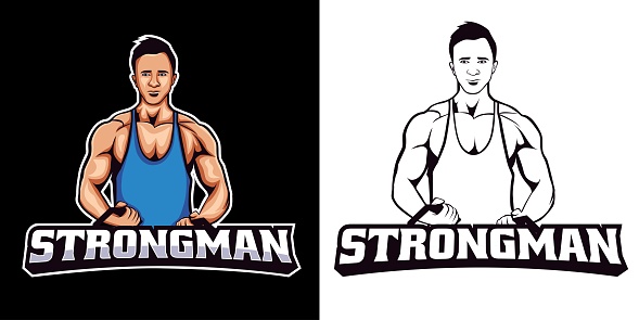Muscular man esport logo mascot design