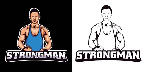 Vector illustration of Muscular man esport logo mascot design