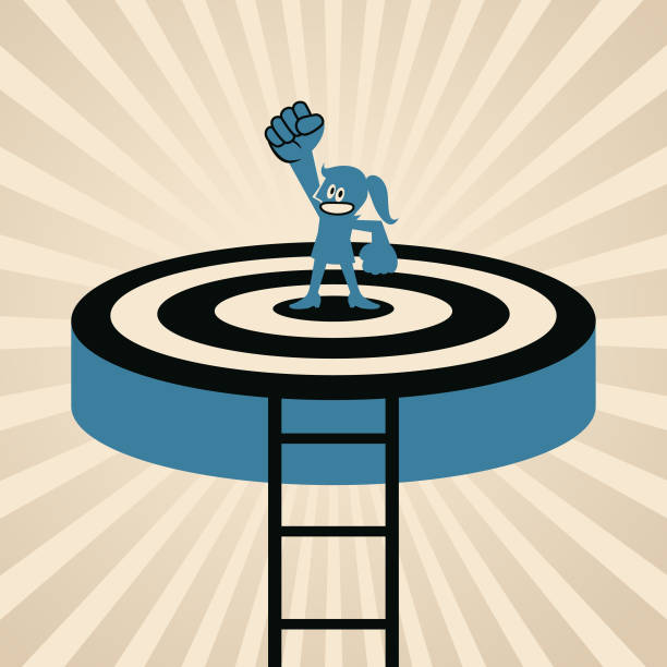 A woman climbs the ladder of success and achieves her goals, happily raising her fist in triumph and confidence Blue Cartoon Characters Design Vector Art Illustration.
A woman climbs the ladder of success and achieves her goals, happily raising her fist in triumph and confidence. straight talk stock illustrations