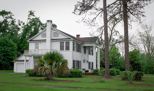 An old house in a plantation on a sunny day, around Savannah, GA.