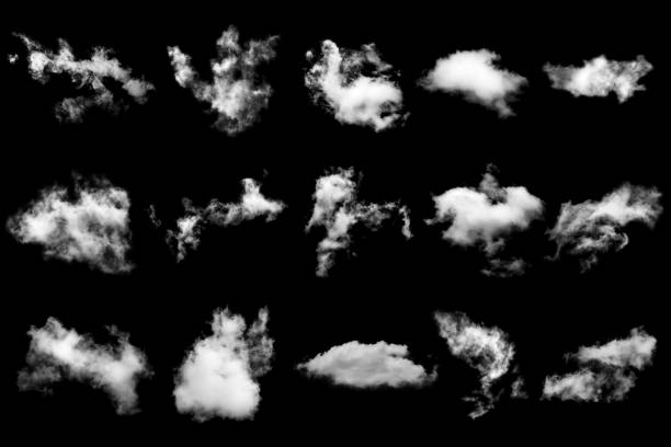 istock set textured clouds isolated on black background,Abstract white 1500740823