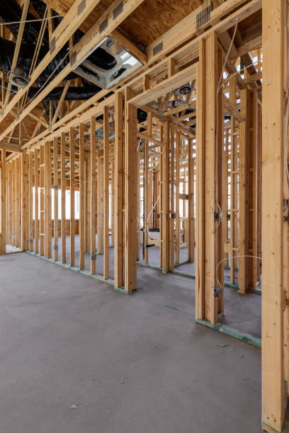 istock Wooden framed interior view of a built structure. 1500746482