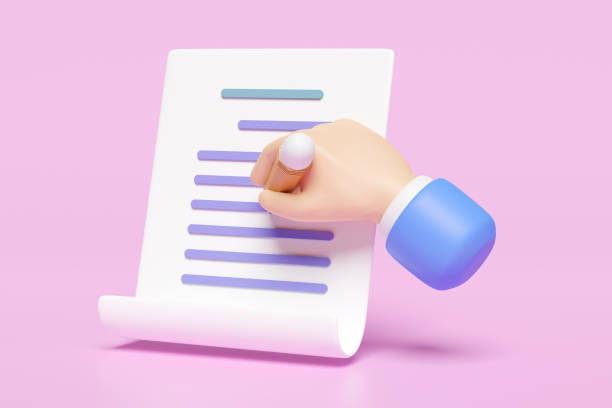 istock 3d checklist with businessman hands holding pencil, clipboard, isolated on blue background. concept 3d render illustration, clipping path 1500751223
