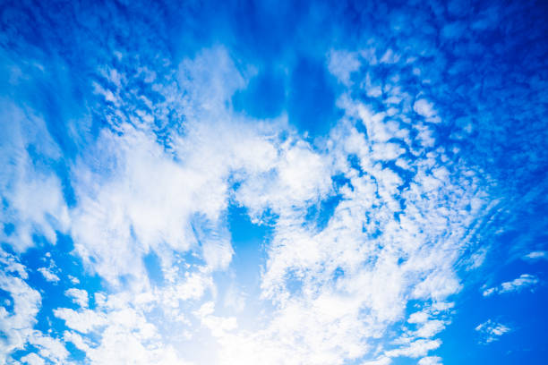 clouds and blue sunny sky,  white clouds over blue sky, Aerial view,  nature blue sky white cleat weather.